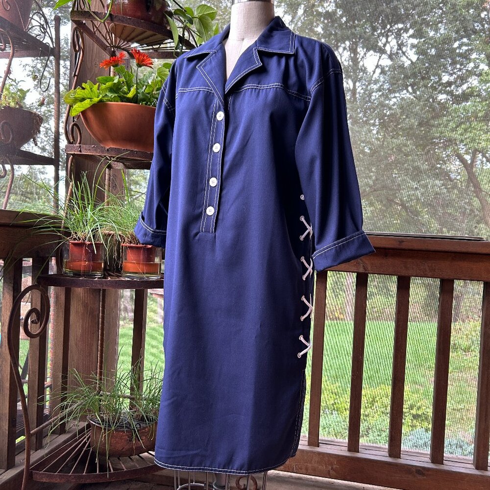 Classic NR1 Shirtwaist Nautical Trim Dress in Navy